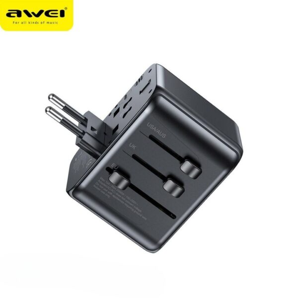 Awei C 39 3 - Awei C-39 Universal rejseadapter med USB-porte
