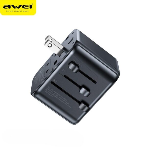 Awei C 39 4 - Awei C-39 Universal rejseadapter med USB-porte
