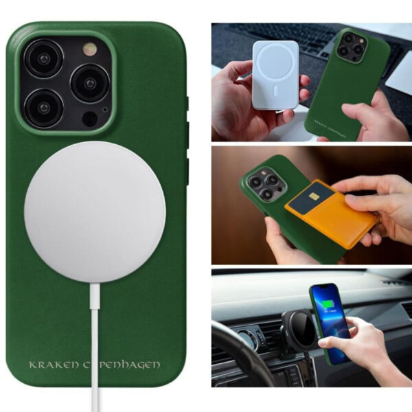 MagSafe Pu laeder Groen 3 - iPhone 15 Pro Max PU Læder Cover Grøn(MagSafe Kompatibel)