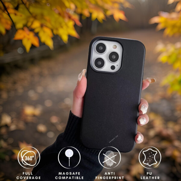 MagSafe Pu laeder Sort 4 - iPhone 15 Pro PU Læder Cover Sort (MagSafe Kompatibel)